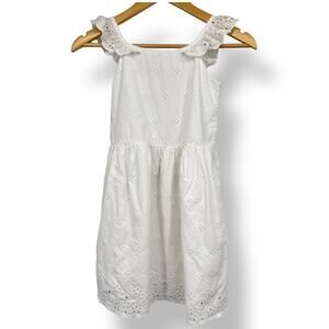 Gap Girl's White Eyelet Scalop Trim White Dress Sz. M 8‎ Easter Wedding Formal